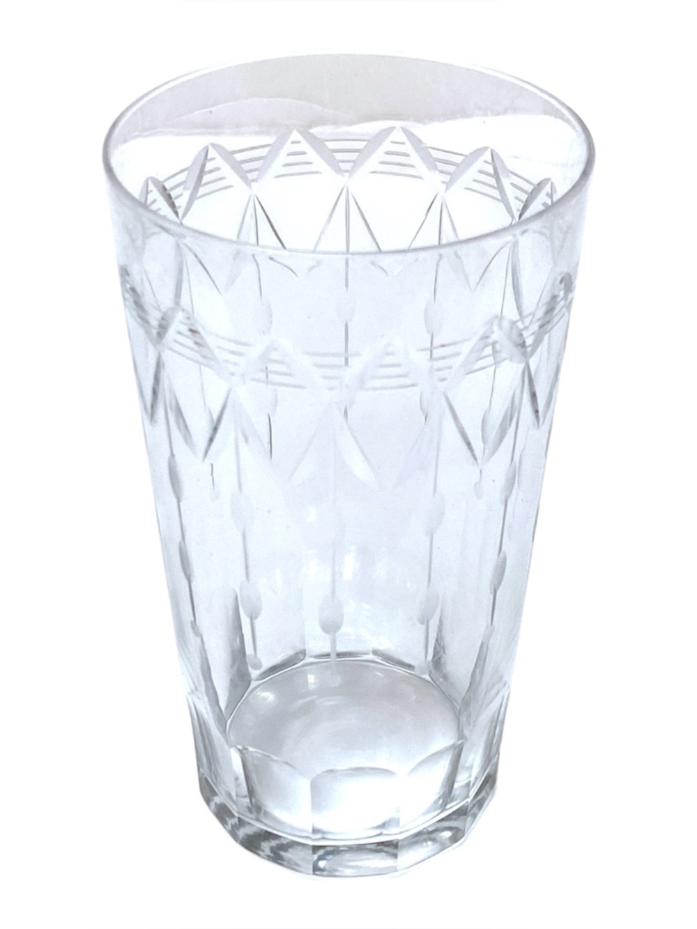 Set of 6 Vintage Crystal Water Glasses Diamond Dot Panel Tumblers MCM